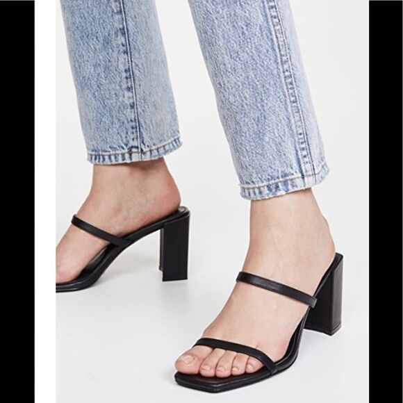 JAGGAR The Label black square heel leather strappy sandals 9 EUR 39 - Picture 1 of 12